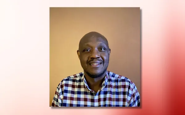 randy lattimore headshot on red and white background