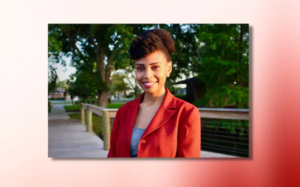 stella ross headshot on red and white ombre background